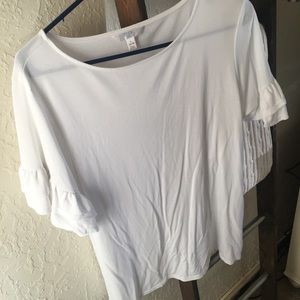White ruffle sleeve top